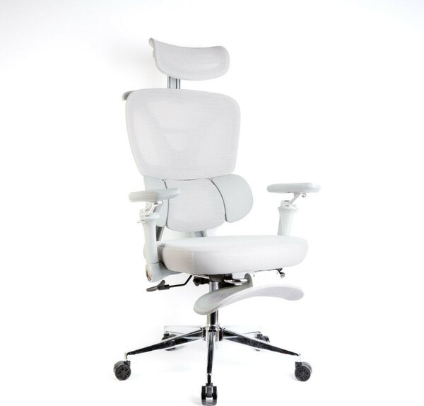 Ergonomikus Irodai Forgószék - Szürke, Állítható Karfával és Lábtartóval