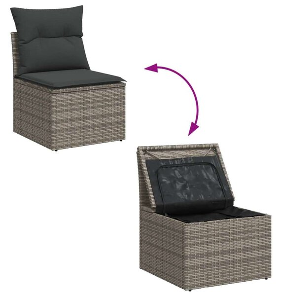 VidaXL Polyrattan Kerti Ülőgarnitúra - 9 részes - Szürke