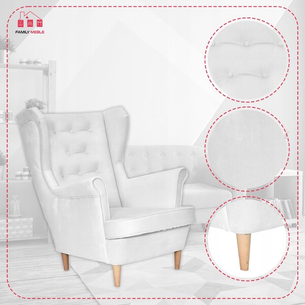 Luna Print Duo Skandináv szárnyas fotel nappaliba Családi bútor kék