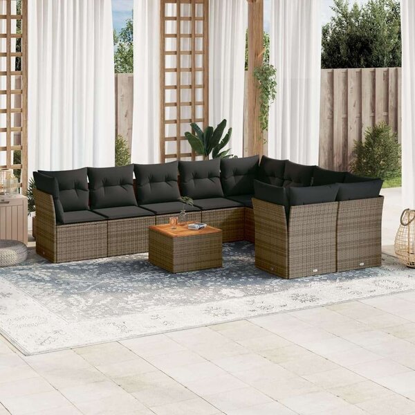 VidaXL Polyrattan Kerti Ülőgarnitúra - 10 részes - Szürke