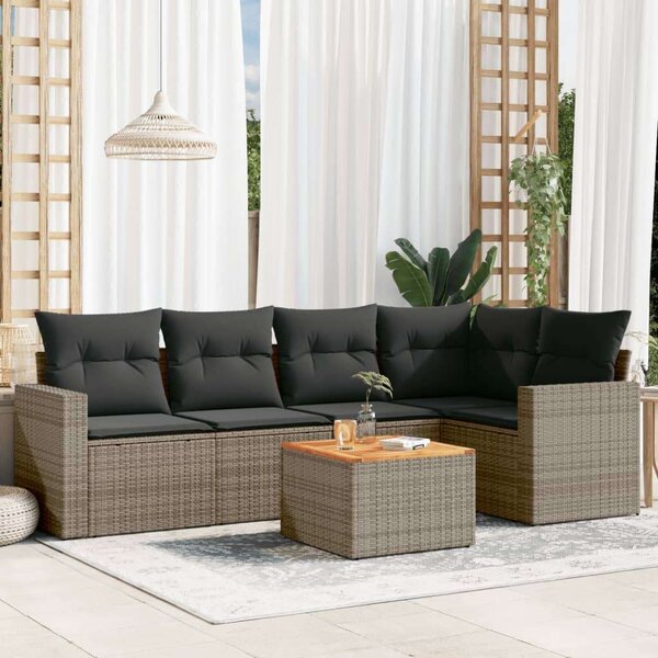 VidaXL Polyrattan Kerti Ülőgarnitúra - 6 részes - Szürke
