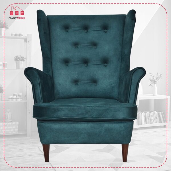 Ari Print Duo Scandinavian Wingback Chair Famil Meble Beige Natural Leaves