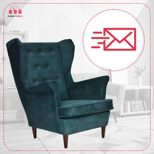 Ari Print Duo Scandinavian Wingback Chair Famil Meble Beige Natural Leaves