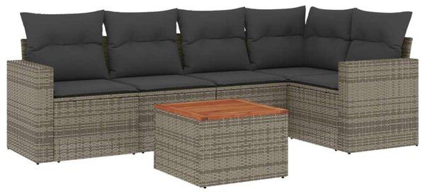 VidaXL Polyrattan Kerti Ülőgarnitúra - 6 részes - Szürke