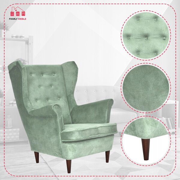 Diana Scandinavian Family Meble Wingback fotel, grafit sötétszürke