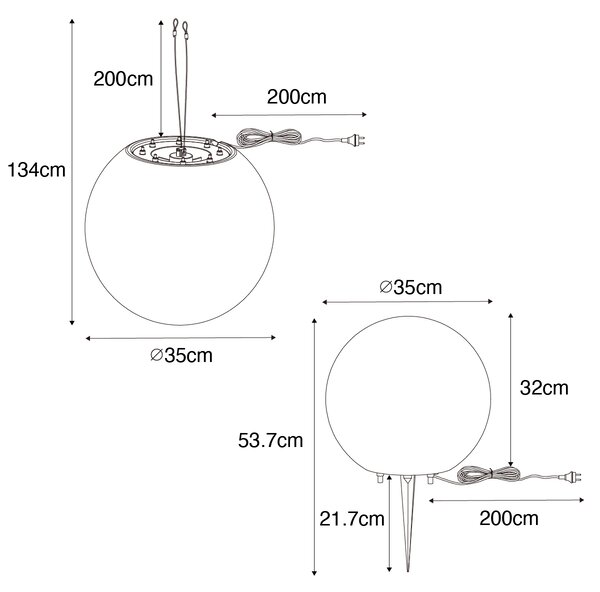 Okos kültéri lámpa fehér 35 cm IP65 WiFi-vel A60 - Nura