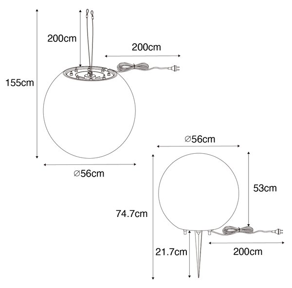 Okos kültéri lámpa szürke 56 cm IP44, Wi-Fi-vel A60 - Nura