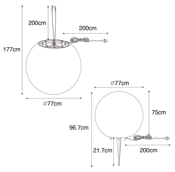 Okos kültéri lámpa szürke 77 cm IP44, Wi-Fi A60-nal - Nura