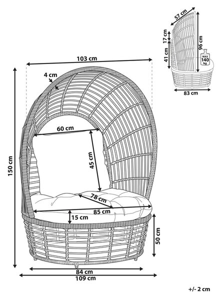 Kerti karosszék LIDO Rattan Bézs