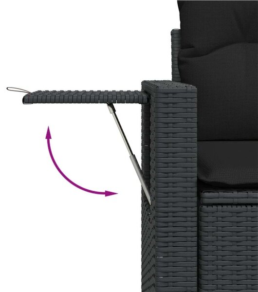 Polyrattan Kerti Ülőgarnitúra - 6 részes - Fekete