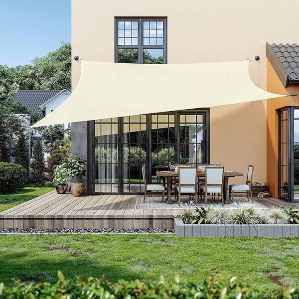 SONGMICS Premium HDPE Napvitorla 3x5m Homokszín UV-védelemmel
