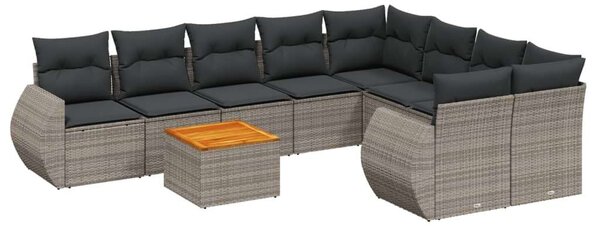 VidaXL Polyrattan Kerti Ülőgarnitúra - 9 részes - Szürke