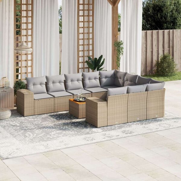 VidaXL 11 részes bézs polyrattan kerti ülőgarnitúra párnákkal