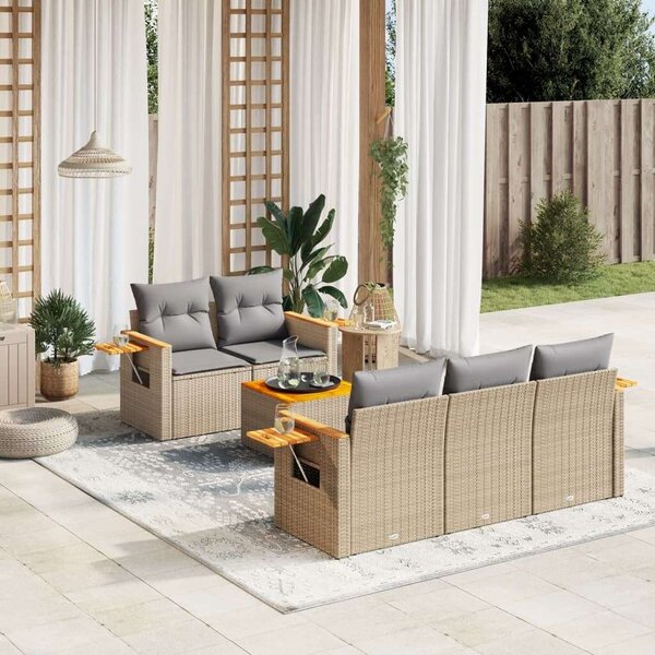 VidaXL Polyrattan Kerti Ülőgarnitúra - 6 részes - Bézs
