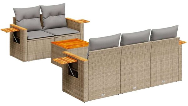 VidaXL Polyrattan Kerti Ülőgarnitúra - 6 részes - Bézs
