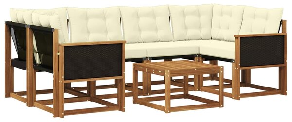 VidaXL Kültéri kanapé szett párnával 7 pcs Természetes és krémszínű