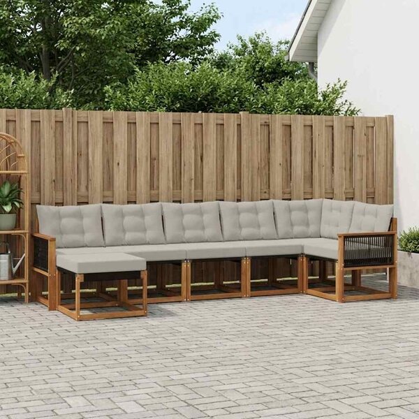 VidaXL Kültéri kanapé szett 7 pcs Természetes és Világosszürke