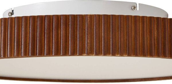 Lindby LED mennyezeti lámpa Velua, fehér/sötét fa, CCT, Ø 50 cm, dimmelhető, Sötét fa, Nappali / Étkező, Fa, Modern