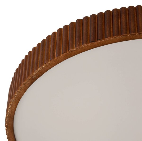 Lindby LED mennyezeti lámpa Velua, fehér/sötét fa, CCT, Ø 50 cm, dimmelhető, Sötét fa, Nappali / Étkező, Fa, Modern