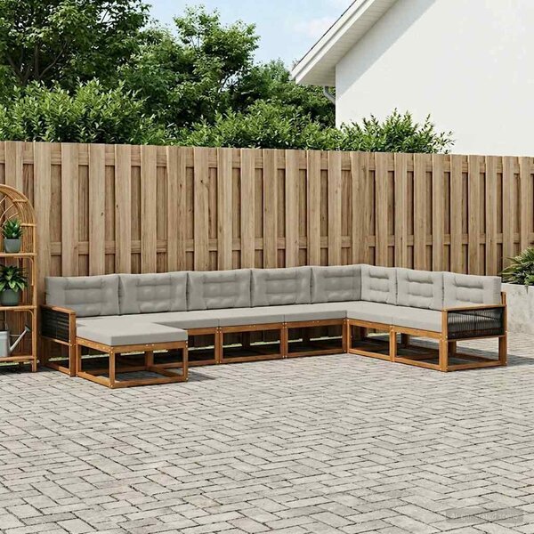 VidaXL Kültéri kanapé szett 8 pcs Természetes és Világosszürke