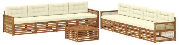 VidaXL Kültéri kanapé szett párnával 9 pcs Természetes és krémszínű