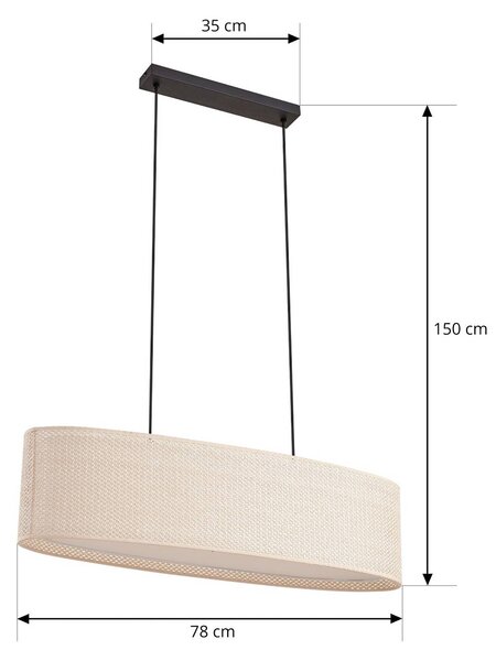 Lindby Soula lógó világítás, 78 cm, bézs, műanyag, E27, dimmelhető, Krém / borostyánsárga, Nappali / Étkező, Műanyag, Vidéki otthon / Rusztikus