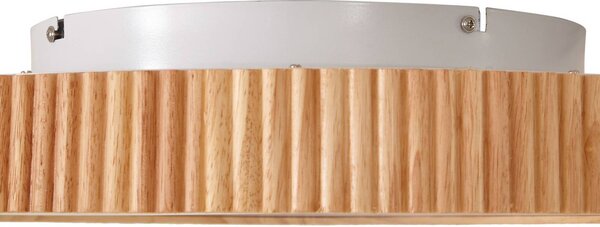 Lindby LED mennyezeti világítás Velua, fehér/világos fa, CCT, Ø 50 cm, dimmelhető, Világos fa, Nappali / Étkező, Fa, Modern