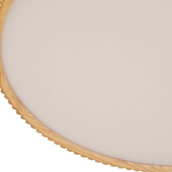 Lindby LED mennyezeti világítás Velua, fehér/világos fa, CCT, Ø 50 cm, dimmelhető, Világos fa, Nappali / Étkező, Fa, Modern