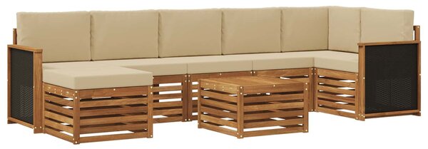 VidaXL Kültéri kanapé szett párnával 7 pcs Természetes