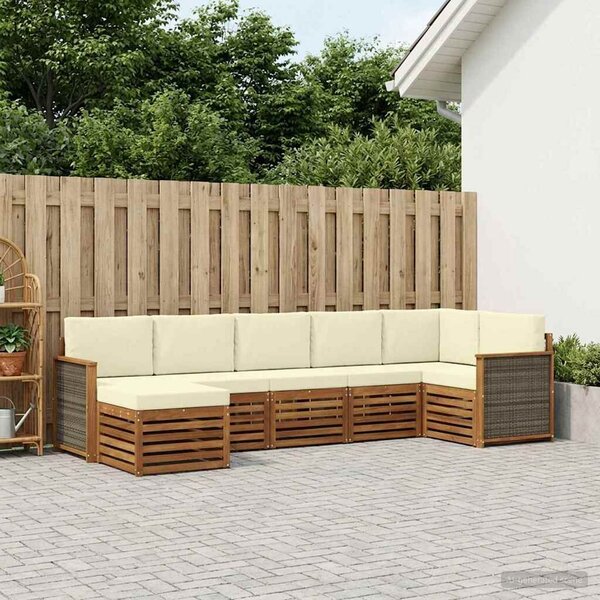 VidaXL Szegmentált kanapé szett 6 pcs Természetes és krémszínű