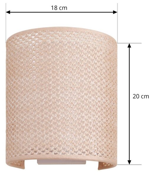Lindby Soula fali világítás, 20 cm, bézs, műanyag, E27, dimmelhető, Krém / borostyánsárga, Nappali / Étkező, Műanyag, Vidéki otthon / Rusztikus