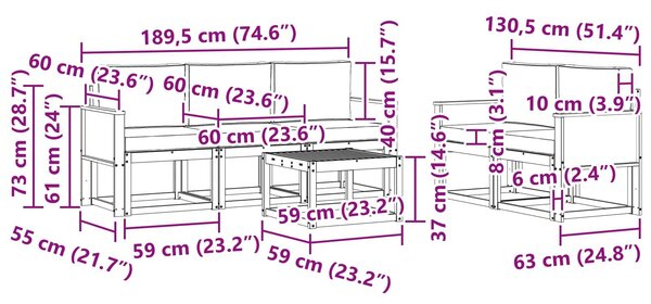 VidaXL Kültéri kanapé szett párnával 6 pcs Természetes és krémszínű