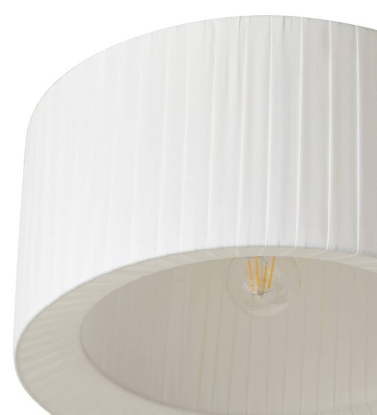 Lindby Virelle mennyezeti világítás, fehér, textil, Ø 40 cm, E27, dimmelhető, Fehér / opál, Hálószoba, Textil / szövet / selyem