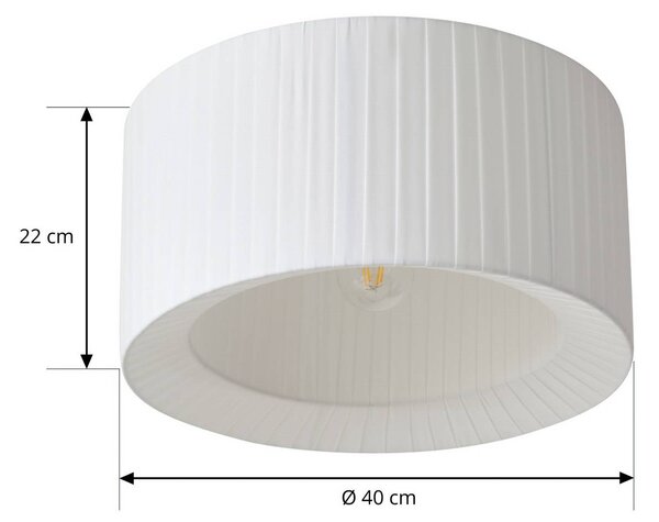 Lindby Virelle mennyezeti világítás, fehér, textil, Ø 40 cm, E27, dimmelhető, Fehér / opál, Hálószoba, Textil / szövet / selyem