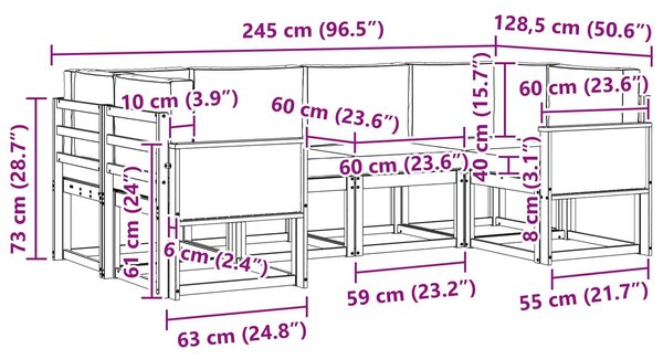VidaXL Kültéri kanapé szett 6 pcs Természetes és Világosszürke