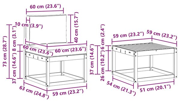 VidaXL Kültéri kanapé szett párnával 6 pcs Természetes és krémszínű
