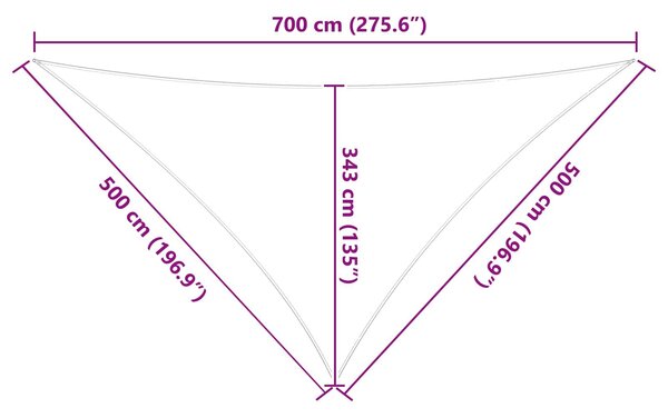 VidaXL Napernyő vitorla Sárga és Fehér 7 x 5 x 5 m
