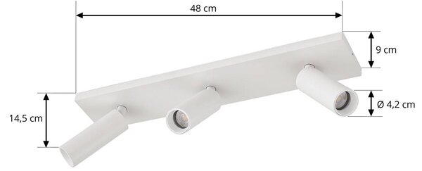 Arcchio mennyezeti spotlámpa Brinja Slim, fehér, 3 izzós, GU10 MR11, dimmelhető, Fehér / opál, Folyosó, Alumínium, Modern
