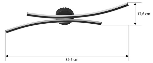 Lindby LED mennyezeti világítás Ravion, 90 cm, fekete, 3000 K, Fekete, Nappali / Étkező, Alumínium, Modern