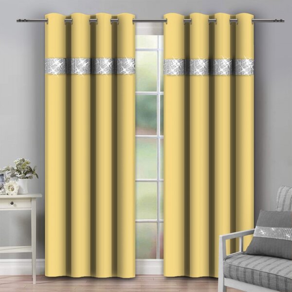 Függöny a gyűrűk cirkóniával 140x250 cm pasztell sárga