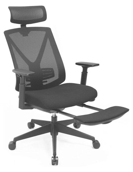 SONGMICS Ergonomikus Irodai Szék Lábtartóval - Fekete, Állítható