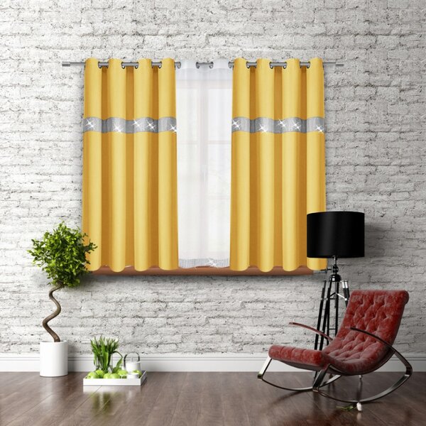 Függöny a gyűrűk cirkóniával 140x160 cm pasztell sárga
