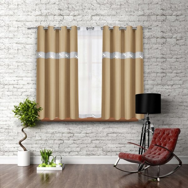 Függöny a gyűrűk cirkóniával 140x160 cm bézs