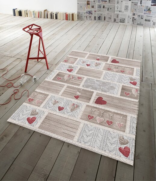 Szőnyeg Shabby love piros Made in Italy