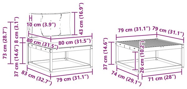 VidaXL Kültéri kanapé szett párnával 4 pcs Fehér és Bézs