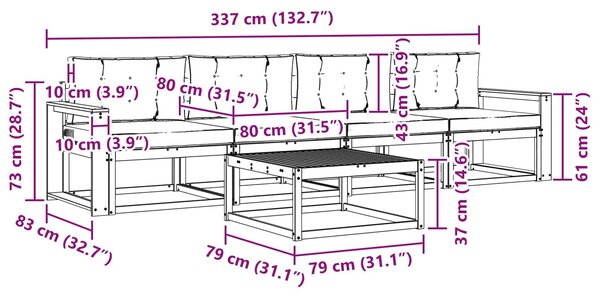 VidaXL Kültéri kanapé szett párnával 5 pcs Természetes és antracit