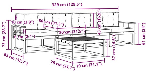 VidaXL Kültéri kanapé szett párnával 4 pcs Fehér és Bézs