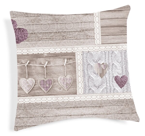 Párnahuzat SHABBY love lila 40x40 cm MADE IN ITALY