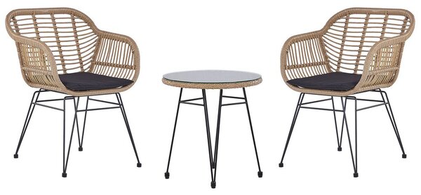 Bisztrószett párnákkal TROPEA II PE Rattan Természetes