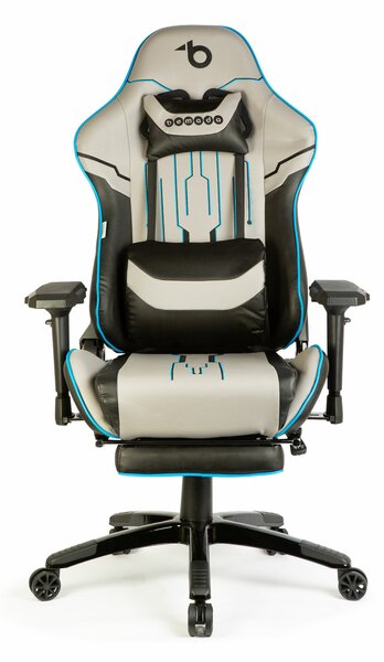 Prémium Gamer Szék Párnákkal - Szürke/Fekete/Kék - Állítható, Ergonomikus